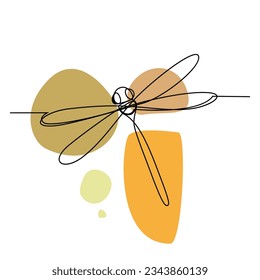 Dragonfly line art vector for wall decoration printing template