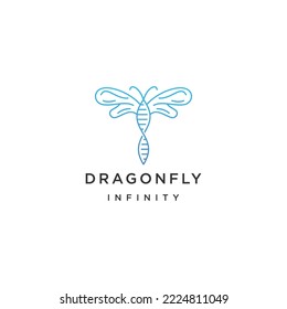 Dragonfly line design with infinity style logo template flat vector