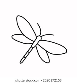 Dragonfly line drawing logo, icon, label. Decorative elements. in trendy line style