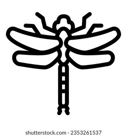 Dragonfly line icon, Insects concept, beautiful predatory insect with two transparent wings sign on white background, Dragonfly silhouette in outline for mobile. Vector graphics.