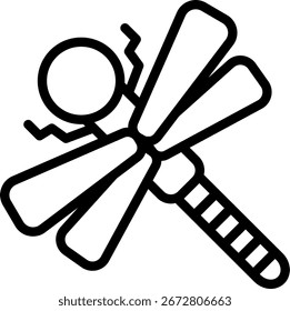 Design de vetor de ícone de linha de libélula