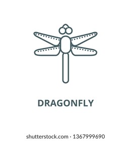 Dragonfly line icon, vector. Dragonfly outline sign, concept symbol, flat illustration