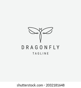 Dragonfly line logo design template