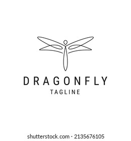 Dragonfly line logo icon design template
