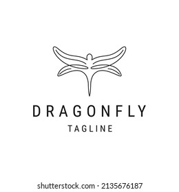 Dragonfly line logo icon design template
