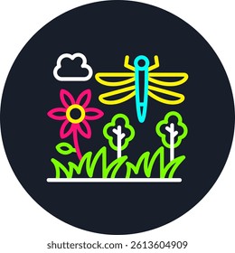 Dragonfly Line Multi Colour Circle