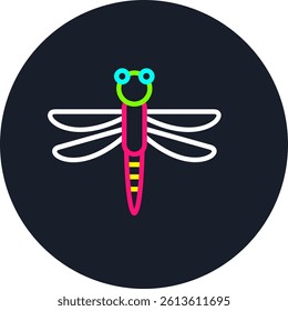 Dragonfly Line Multi Colour Circle