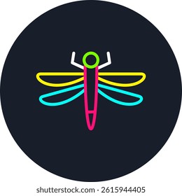 Dragonfly Line Multi Colour Circle