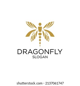 Dragonfly line with silhouette logo inspiration Premium Vector