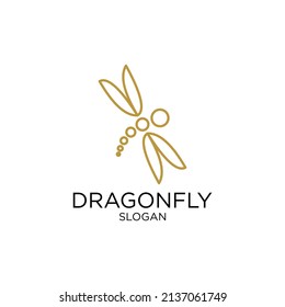 Dragonfly line with silhouette logo inspiration Premium Vector