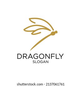 Dragonfly line with silhouette logo inspiration Premium Vector