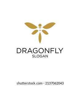 Dragonfly line with silhouette logo inspiration Premium Vector