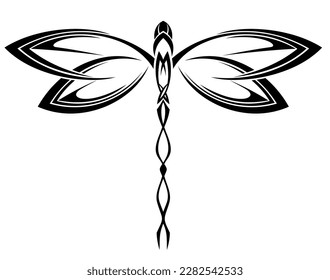 Dragonfly. Linear art. Abstract geometric dragonfly insect. Stencil for decorative panel of wood, metal, paper.