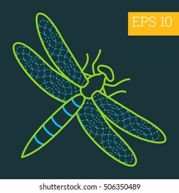 dragonfly linear vector illustration. insect outline icon.