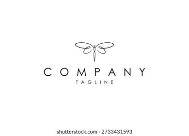 Dragonfly logo with abstract line art design style