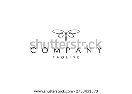 Dragonfly logo with abstract line art design style