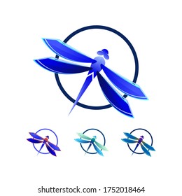 Dragonfly logo. awesome design vector template