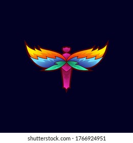 Dragonfly logo. awesome design vector template