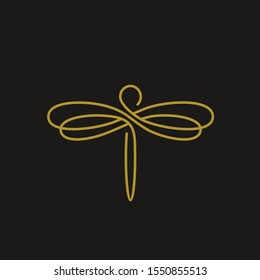  Dragonfly Logo Design With Line Art Style