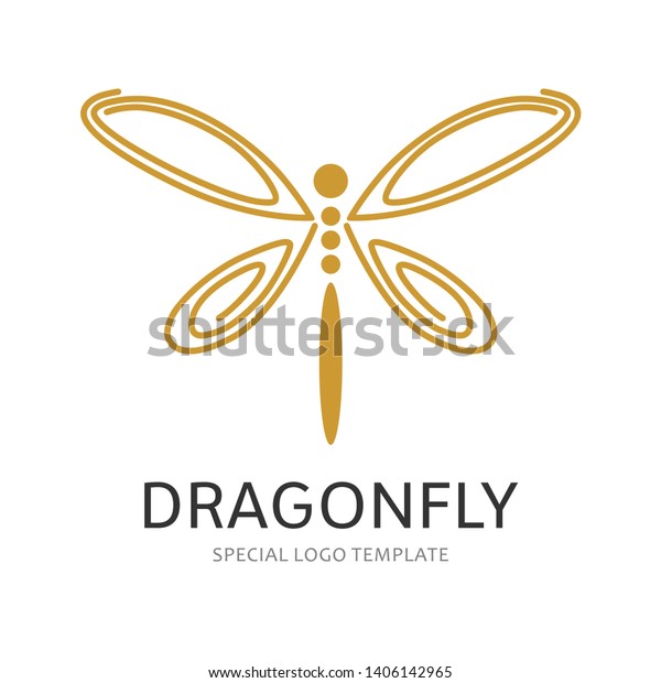 Dragonfly Logo Design Line Art Style Stock Vector Royalty Free