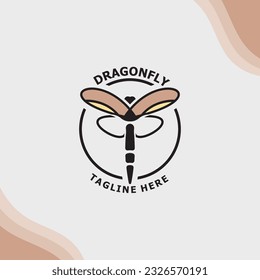 Dragonfly logo design modern and elegant minimalist color style monoline illustration