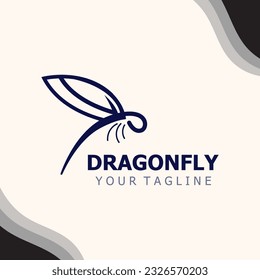 Dragonfly logo design modern and elegant minimalist color style monoline illustration