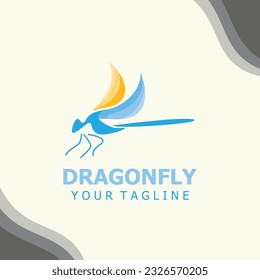 Dragonfly logo design modern and elegant minimalist color style monoline illustration