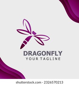 Dragonfly logo design modern and elegant minimalist color style monoline illustration