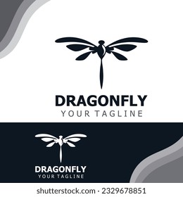 Dragonfly logo design modern and elegant minimalist color style monoline illustration