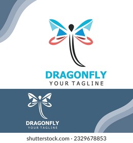 Dragonfly logo design modern and elegant minimalist color style monoline illustration