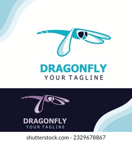 Dragonfly logo design modern and elegant minimalist color style monoline illustration