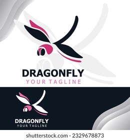 Dragonfly logo design modern and elegant minimalist color style monoline illustration