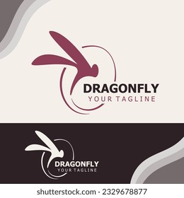 Dragonfly logo design modern and elegant minimalist color style monoline illustration