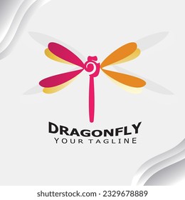 Dragonfly logo design modern and elegant minimalist color style monoline illustration