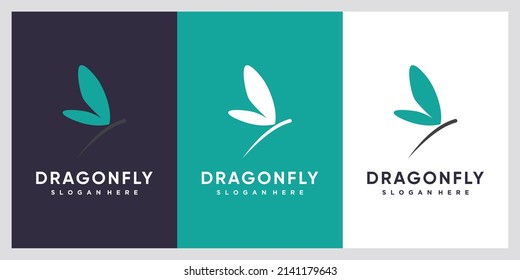 Dragonfly logo design with style and creative concept