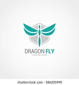 Dragonfly Logo Design Template. Vector Illustration