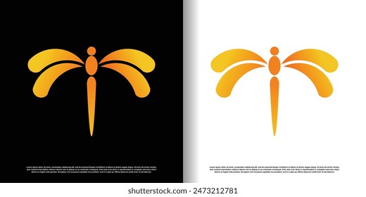 dragonfly logo design vector with creative concept
