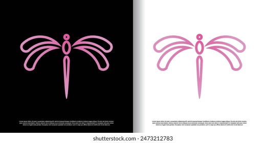 dragonfly logo design vector with creative concept
