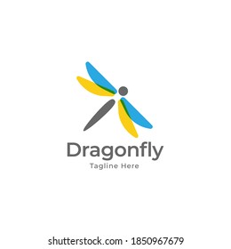 Dragonfly Logo Design Vector. isolated on white background