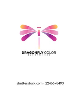 dragonfly logo elegant gradient color template