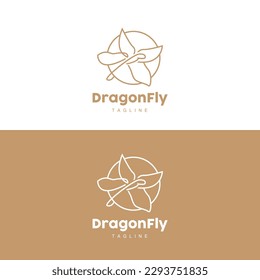 Dragonfly Logo, Flying Animal Design, Vector Simple Line Style, Icon Symbol Illustration