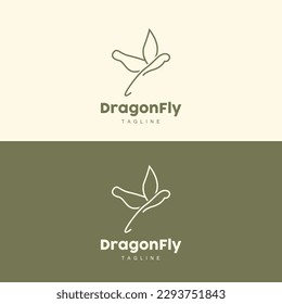 Dragonfly Logo, Flying Animal Design, Vector Simple Line Style, Icon Symbol Illustration