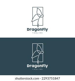 Dragonfly Logo, Flying Animal Design, Vector Simple Line Style, Icon Symbol Illustration