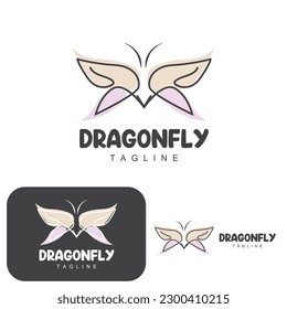 Dragonfly Logo, Flying Animal Design, Vector Simple Line Style, Icon Symbol Illustration