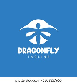 Dragonfly Logo, Flying Animal Design, Vector Simple Line Style, Icon Symbol Illustration