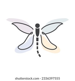Dragonfly Logo, Flying Animal Design, Insect Vector Illustration Template