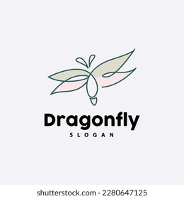 Dragonfly Logo, Flying Animal Vector, Luxurious Elegant Simple Minimalist Design, Illustration Template Icon