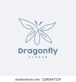 Dragonfly Logo, Flying Animal Vector, Luxurious Elegant Simple Minimalist Design, Illustration Template Icon