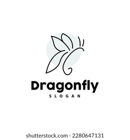Dragonfly Logo, Flying Animal Vector, Luxurious Elegant Simple Minimalist Design, Illustration Template Icon