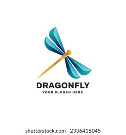 Dragonfly Logo Gradient Vector Icon Illustration